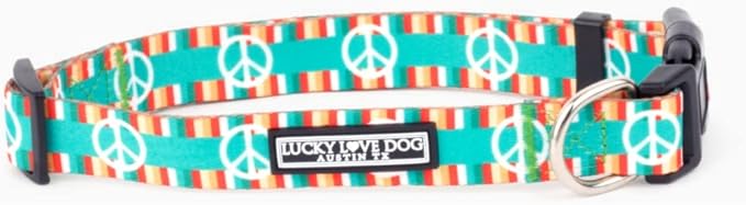Lucky Love Dog Collar, Collars for Small Dogs, Peace Sign Dog Collar, Easy On & Off Clasp Accessory, Peace On Earth, Small
