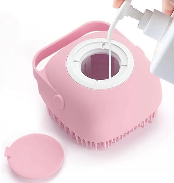 Pet Bath Massage Brush Puppy Dog Cat Grooming Soft (Blue) (pink)