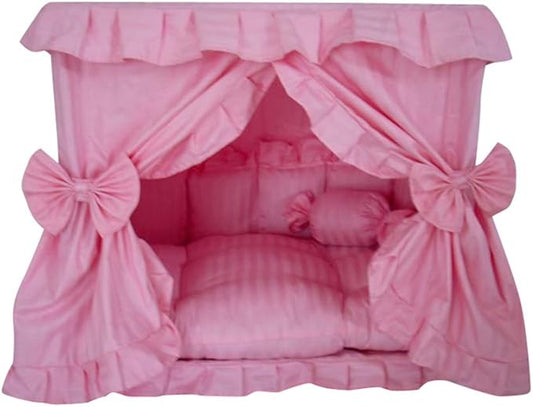 Princess Pink Pet Dog Handmade Bed House+1 Candy Pillow (L)