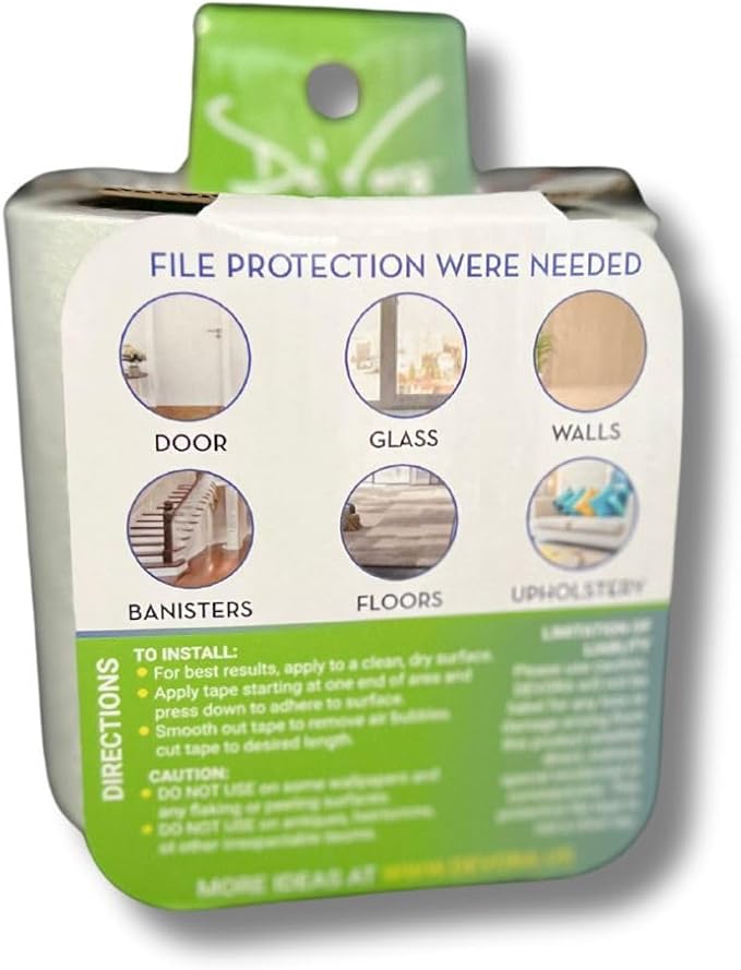 Transparent Scratch Shield Claw File Protention Tape for Furniture, Windows, Floors & Walls- Anti Scratch Furniture Protector and File -10 feet Self-Adhesive Tape for Cats & Dogs (Coarse)