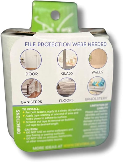Transparent Scratch Shield Claw File Protention Tape for Furniture, Windows, Floors & Walls- Anti Scratch Furniture Protector and File -10 feet Self-Adhesive Tape for Cats & Dogs (Coarse)