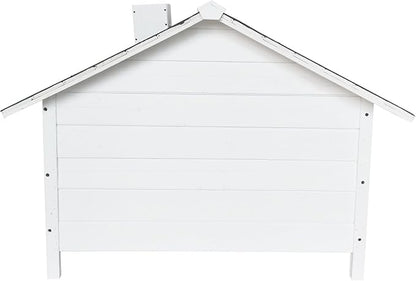 Critter Sitters 27'' Pet House with Porch, Weather-Resistant Dog House for Animals up to 44 Pounds, Waterproof Outdoor Dog House, Ideal for Cats, Dogs, and Rabbits, White Fir Wood Dog Houses