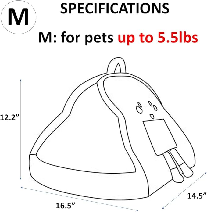 Portable Pet Cave for Puppy Kitten Cute Toast Design for Small Pets Cosy Cuddler (M:up to 5.5lbs)