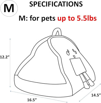 Portable Pet Cave for Puppy Kitten Cute Toast Design for Small Pets Cosy Cuddler (M:up to 5.5lbs)