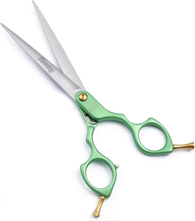 Moontay 6.0" Professional Straight Pet Grooming Scissor, Dog Cat Grooming Shear/Scissor with Ultra-Light Aeronautical Aluminum Handle, 440C Japanese Stainless Steel Pet Grooming Shear, Green