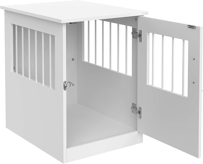 ClosetMaid Pet Crate End Table Furniture for Small Dogs or Cats Under 12 lbs, White Wood Finish