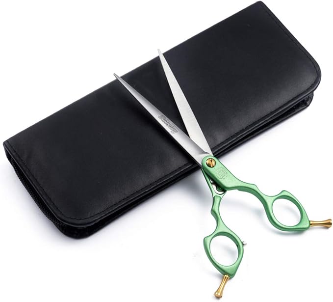 Moontay 6.0" Professional Straight Pet Grooming Scissor, Dog Cat Grooming Shear/Scissor with Ultra-Light Aeronautical Aluminum Handle, 440C Japanese Stainless Steel Pet Grooming Shear, Green
