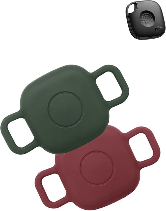 Case for Tile by Life360 Mate (2024) Bluetooth Tracker for Dog, Cat, Pets, Soft Silicone Protective Portable Scratch Shock Resistant，1 Wine Red+1 Green.