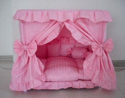 Princess Pink Pet Dog Handmade Bed House+1 Candy Pillow (M)