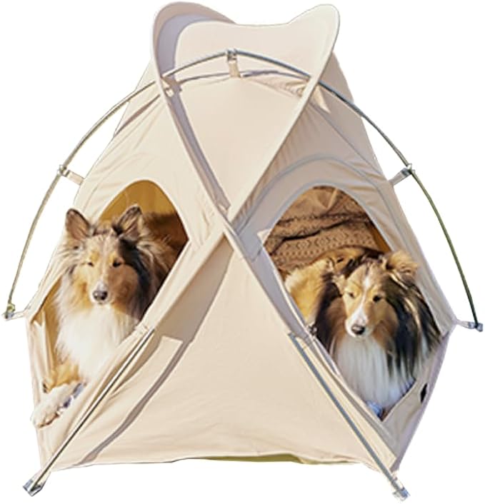 Pet Tent with Dual Windows, Waterproof, Breathable Washable Cat-Dog Tent for Indoor and Outdoor, 2 Types (Beige, Type_B)