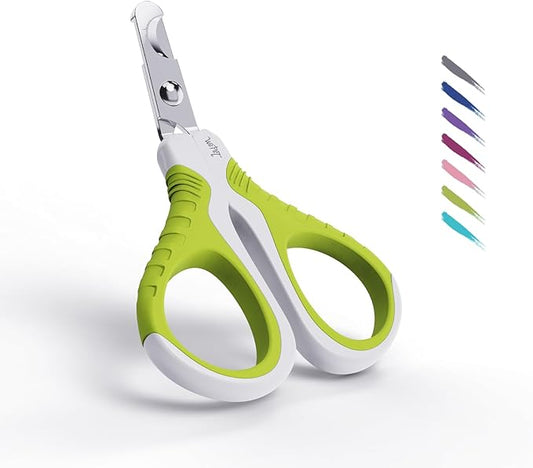 WePet Pet Nail Clippers U07.1, Professional Claw Trimmer, Bended Scissor Special for Cats, Kittens, Dogs, Puppies, Small Animals, White/Lime Green
