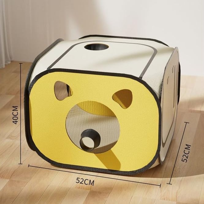 Pet Dog Cat Drying Box,Waterproof Anti-Hair Flying Portable Foldable Pet Drying Room,Pet Hair Dryer Clean Grooming House,Dryer Crate Cage for Dog Cat for Small to Medium (Yellow)