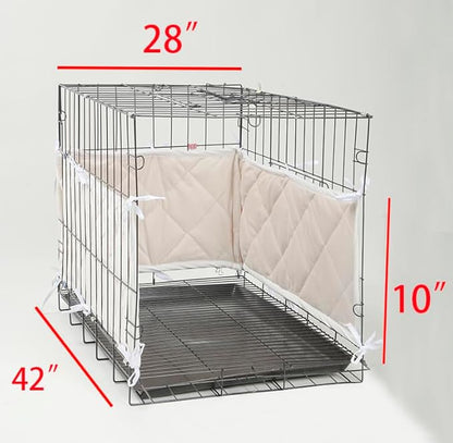 Dog Crate Bumpers With Ties - Apricot Training Pads, Safe and Comfortable Crate, Tail Protector (Bumper Only, Crate Not Included) 42"X28"X10"