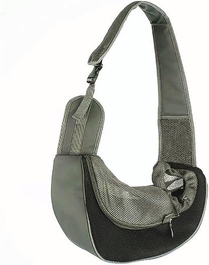 Pet Dog Sling Carrier,Cat and Dog Travel Portable Diagonal Straddle Shoulder Bag,Breathable mesh pet Sling Shoulder Bag,with Adjustable Non-Slip Shoulder Strap Below 10lb for Small Dogs Cats (Black)