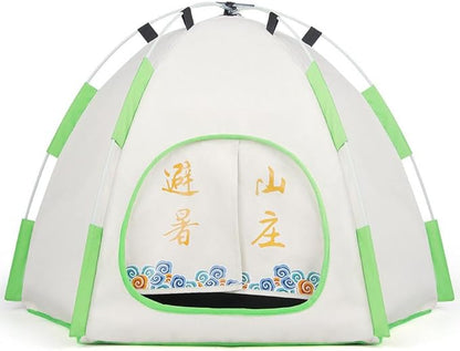 Cute Cat Teepee Cave,Bunny Pet Tent Foldable Indoor Outdoor with Thick Mat,Dog Puppy Bed,Portable Dog House,Puppy Bunny,Pet Tent Teepee (K, M)