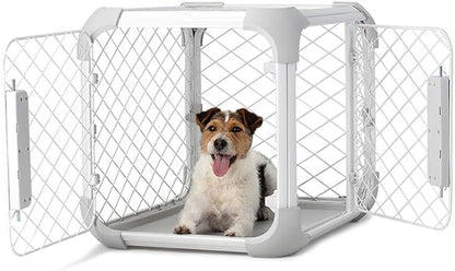 DIGGS Evolv Dog Crate - Slim, Durable Dog Kennel with Removable Ceiling Panel and Modular Design - Safe, Stylish, and Convenient (Ash, Small)
