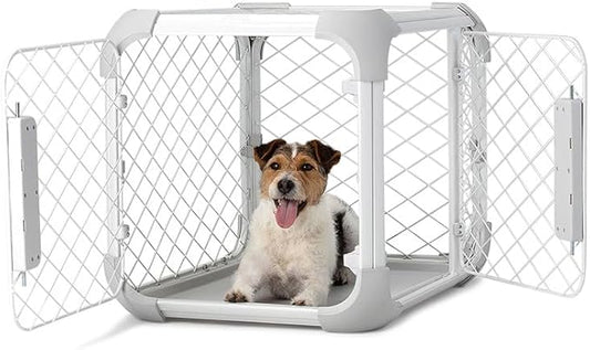 DIGGS Evolv Dog Crate - Slim, Durable Dog Kennel with Removable Ceiling Panel and Modular Design - Safe, Stylish, and Convenient (Ash, Small)