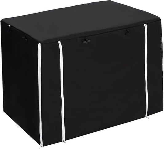 Dog Crate Cover for Wire Crates Kennel 2 Doors Heavy Duty Waterproof Windproof Soundproof Pet Cage Cover Home Decoration - Cover only - Black - Fits 24 Inch Crates