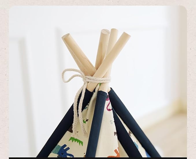 Solid Wood Cat Tent Indoor with Thick Mat,Portable Dog House Dog Teepee Tent,Cute Cat Teepee Cave, Cat Bed,Dog Bed Tent,Puppy Bed Tent,Bunny Tent,Pet Tent Teepee