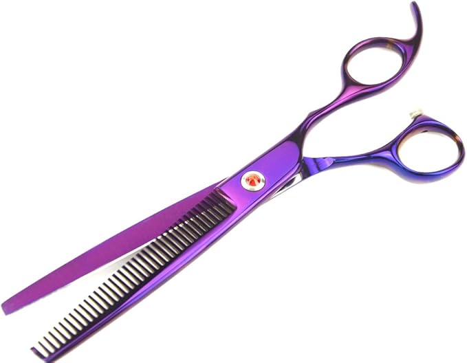 LILYS PET Professional PET Grooming Scissors Kit,Coated Titanium,Sharp and Strong Stainless Steel Blade for Dogs Cats Hair Cutting,3 Pieces of Scissors with a Comb and a Case (8.0 inches, Purple)