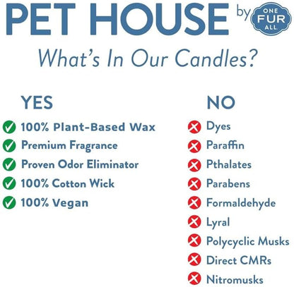 One Fur All Pet House Mini Candles for Pet Odor Made with Natural Soy Wax, Plant Based, Dog and Cat Friendly Scented Candles, Watermelon Mojito Pack of 3