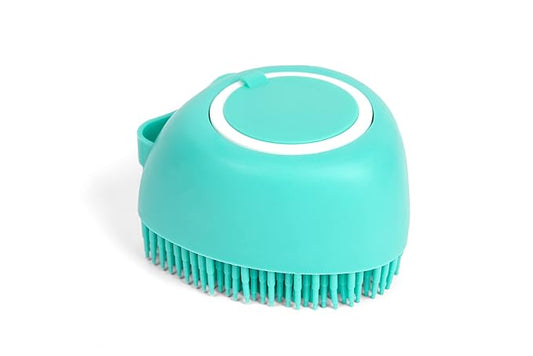 Luxurious Dog Bath Brush Scrubber - Soft Silicone Dog Shampoo Brush Combo for Pet Grooming, Bathing, & Massage Dispensing - Extreme Lather Dog Shower Brush (Green) by Crazy Piper