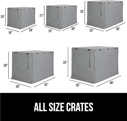 Gorilla Grip Dog Crate Covers Compatible with Amazon Basics Dog Crates, All Sides Open, Privacy Cover Fits 36" Wire Kennel, Breathable Mesh Windows, Light Reducing Puppy Training Cage Topper, Gray