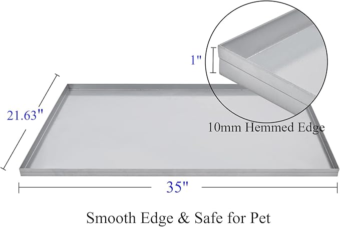 35x21.63x1 Replacement Tray for Dog Crate, Galvanized, Chew-Proof and Crack-Proof Dog Kennel Tray Replacement