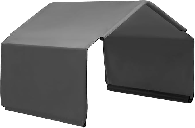 Outdoor Dog Sun Canopy Replacement Deep Grey Tent Tarpaulin 4'x4'x3', Not Included Metal Frame, Only Canopy Cover Roof