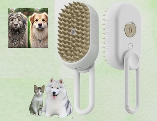 Eco-friendly Pet Grooming Brush with Shampoo Dispenser – Ideal for Dogs & Cats (brown and white)