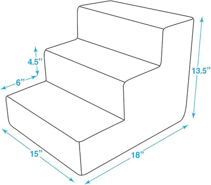 Best Pet Supplies Dog Stairs for Small Dogs & Cats, Foam Pet Steps Portable Ramp for Couch Sofa and High Bed Non-Slip Balanced Indoor Step Support, Paw Safe No Assembly - Pale Teal, 3-Step