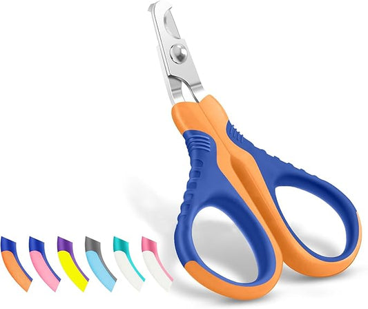 WePet Pet Nail Clippers U07.1, Professional Claw Trimmer, Bended Scissor Special for Cats, Kittens, Dogs, Puppies, Small Animals, Orange/Navy Blue