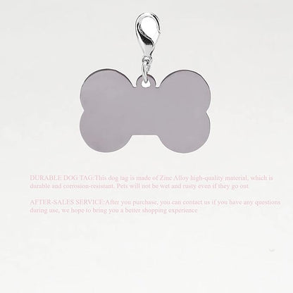 KUIDAMOS 4 Colors Cute Pet Zinc Alloy Tag, Bone Shape with Rhinestones Decor, Personalized for Dogs and Cats, Also as A Keychain()