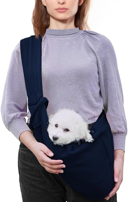 FEimaX Dog Sling Carrier, Pet Papoose Slings Bag for Small Dogs Cats, Puppy Hands Free Satchel Tote Pouch Carriers Doggie Crossbody Shoulder Carry Bags for Outdoor Travel (Dark Blue)