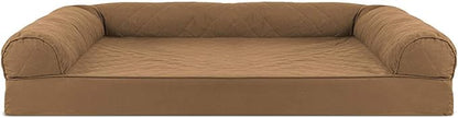 Furhaven Orthopedic Dog Bed for Large Dogs w/ Removable Bolsters & Washable Cover, For Dogs Up to 95 lbs - Quilted Sofa - Toasted Brown, Jumbo/XL