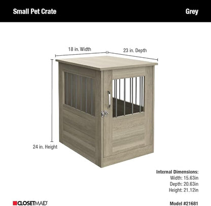 ClosetMaid Pet Crate End Table Furniture for Small Dogs or Cats Under 12 lbs, Earth Gray Wood Grain Finish