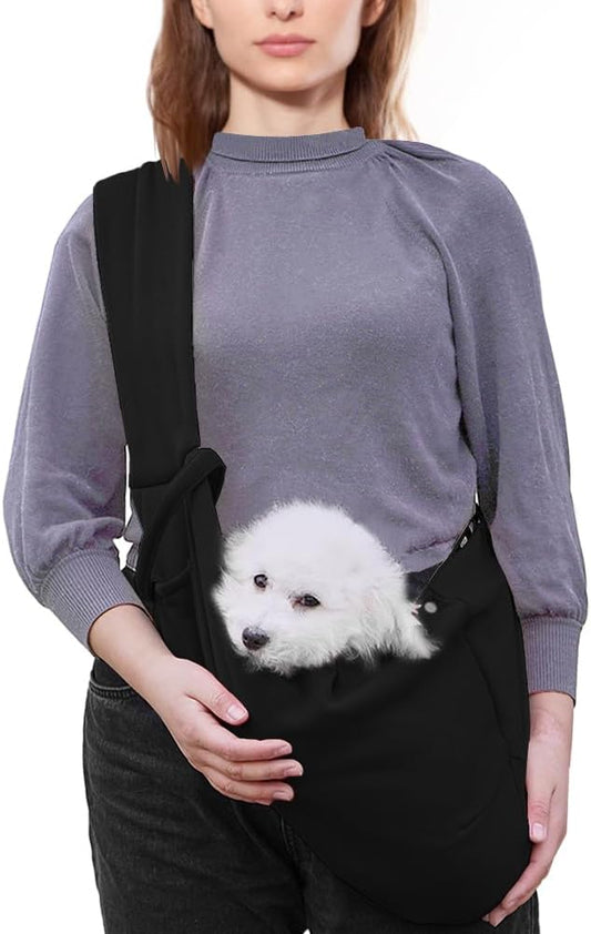 FEimaX Dog Sling Carrier, Pet Papoose Slings Bag for Small Dogs Cats, Puppy Hands Free Satchel Tote Pouch Carriers Doggie Crossbody Shoulder Carry Bags for Outdoor Travel (Black)