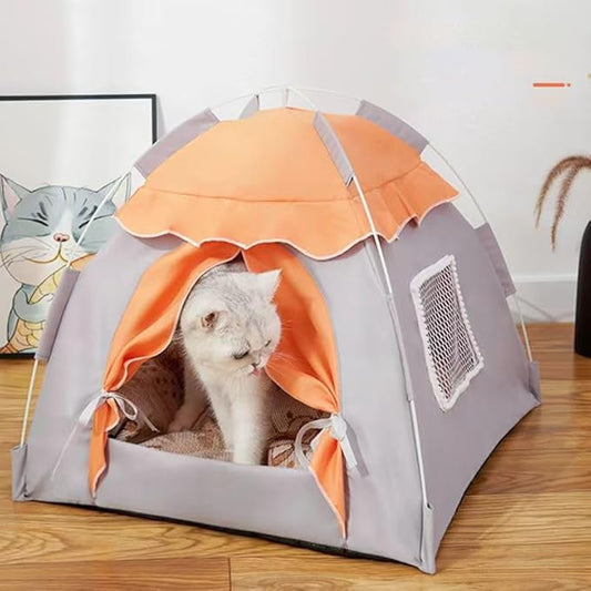 Cute Cat Teepee Cave, Cat Tent Foldable Indoor Outdoor with Thick Mat,Puppy Bed Tent,Bunny Pet Tent Teepee,Portable Dog House Teepee Tent, Cat Bed,Dog Bed Tent,Puppy Bunny,Pet Tent Teepee (X, XL)
