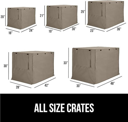 Gorilla Grip Dog Crate Covers Compatible with Amazon Basics Dog Crates, All Sides Open, Privacy Cover Fits 24" Wire Kennel, Breathable Mesh Windows, Light Reducing Puppy Training Cage Topper, Taupe