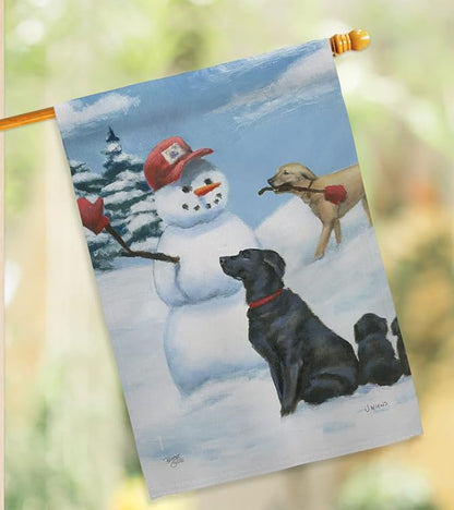 Breeze Decor Snow Pals House Flag 2 pcs Pack Dog Puppy Spoiled Paw Canine Fur Pet Nature Farm Animal Creature Decoration Banner Small Garden Yard Gift Double-Sided, Made in USA