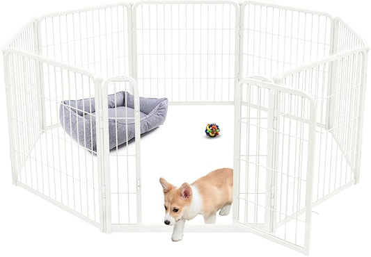 FXW Homeplus Dog Playpen for Indoor Use - Stress-Free and Safe Play, Heavy Duty 24 Inch 8 Panels Dog Pen for Puppies and Small Dogs, White│Patented