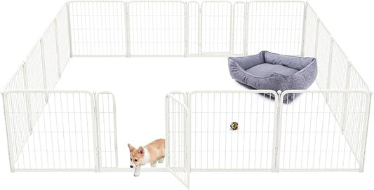 FXW Homeplus Dog Playpen for Indoor Use - Stress-Free and Safe Play, Heavy Duty 24 Inch 16 Panels Dog Pen for Puppies and Small Dogs, White│Patented