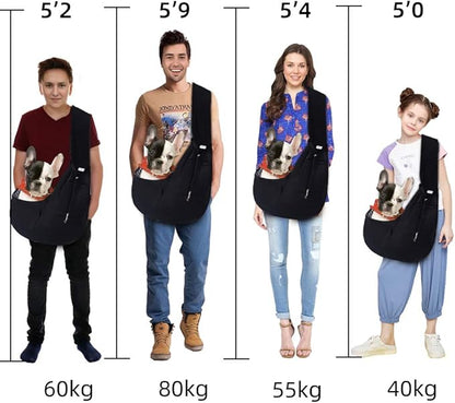 FDJASGY Small Pet Sling Carrier-Hands Free Reversible Pet Papoose Bag Tote Bag with a Pocket Safety Belt Dog Cat for Outdoor Travel Black