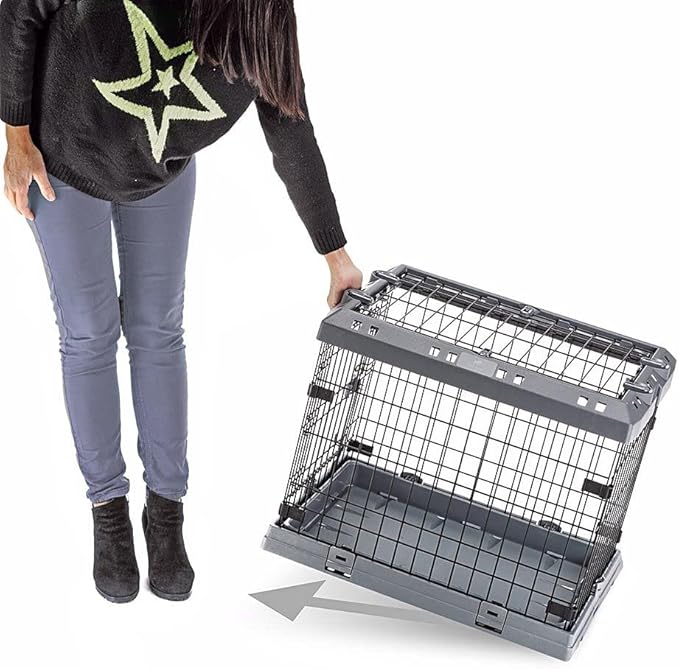 Ferplast Superior Hybrid ECO Dog Crate and Playpen, Environmentally Friendly Dog Crate Made with Recycled Plastic, 36-Inch, Gray