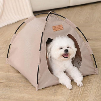 Cute Cat Teepee Cave, Cat Tent Foldable Indoor Outdoor with Thick Mat,Puppy Bed Tent,Bunny Pet Tent Teepee,Portable Dog House Teepee Tent, Cat Bed,Dog Bed Tent,Puppy Bunny,Pet Tent Teepee (O, M)