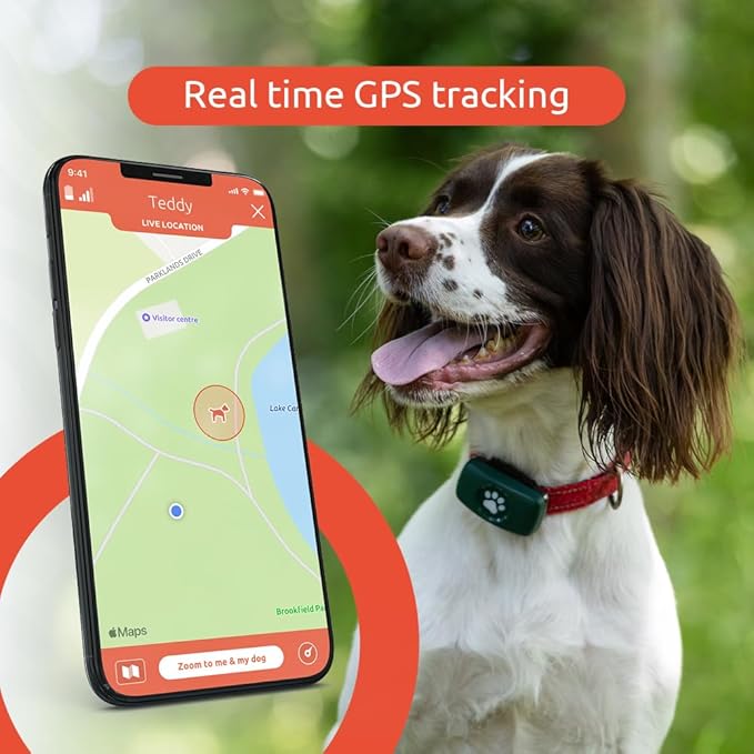 Dog GPS Tracker - No Subscription Fees - Suitable for All Dogs and Fits All Collars - Smart Activity Tracker, Satellite Tracking with Unlimited Range - 100% Waterproof Pet Tracker (Red)