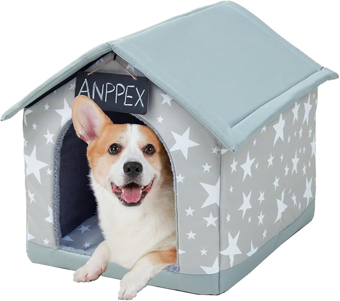 ANPPEX Medium Dog House Indoor,XL Size Indoor Dog House for Medium and Large Dogs,Covered Dog Bed with Cushion,Grey