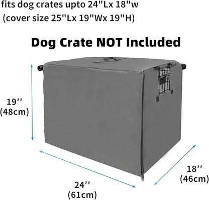 Small Dog Cage Cover 24 Inch Dog Crate Cover, Puppy Crate Covers Small Dog Kennel Cover for Wire Cage with1 2 3 Doors, Indoor Waterproof 600D Oxford Fabric Gray