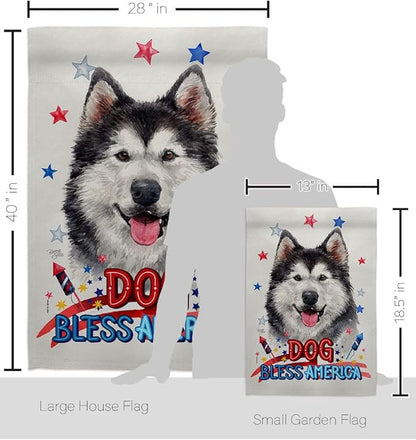 Breeze Decor Patriotic Siberian Husky Garden House Flag-Kit Dog Puppy Spoiled Paw Canine Fur Pet Nature Farm Animal Creature Decoration Banner Small Yard Gift Double-Sided, Made in USA