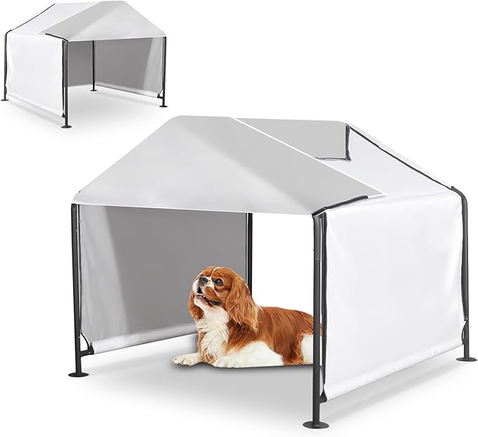 Dog Shade Shelter Outdoor Dog House with Upgraded Door Weatherproof Dog Tent for Large Medium Small Dogs, Cats, Small Animals